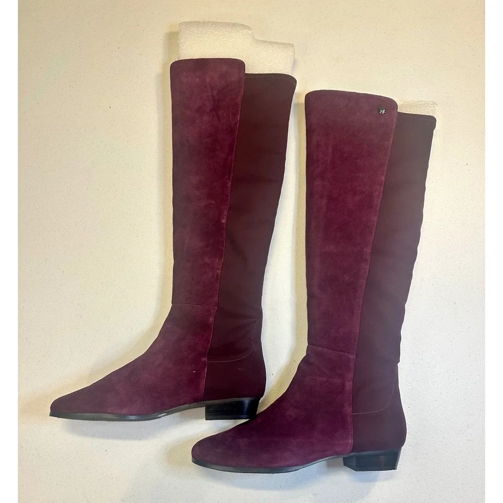 Vince Camuto Karita Burgundy Suede Over The Knee Tall Boots Wide Calf 11W 43